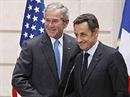 Bush am gestrigen Samstag bei Sarkozy, der ebenfalls das iranische Uran-Anreicherungsprogramm ablehnt.